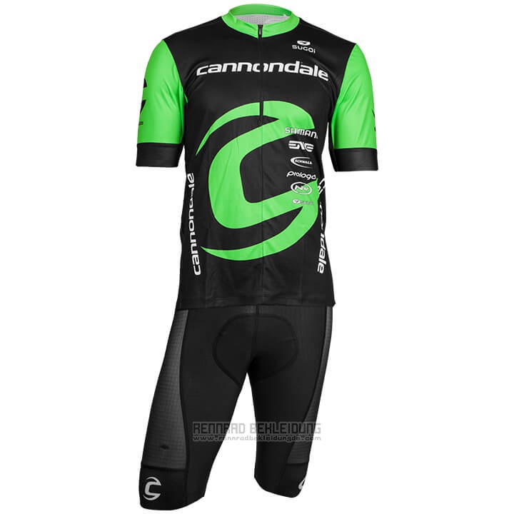 2018 Fahrradbekleidung Cannondale Factory Rancing Grun und Shwarz Trikot Kurzarm und Tragerhose